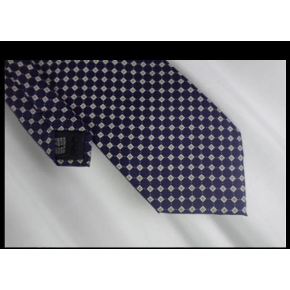 Fabris Venezia Tie‎ 100% Silk Navy Pattern Luxury Made in Italy Mens Necktie